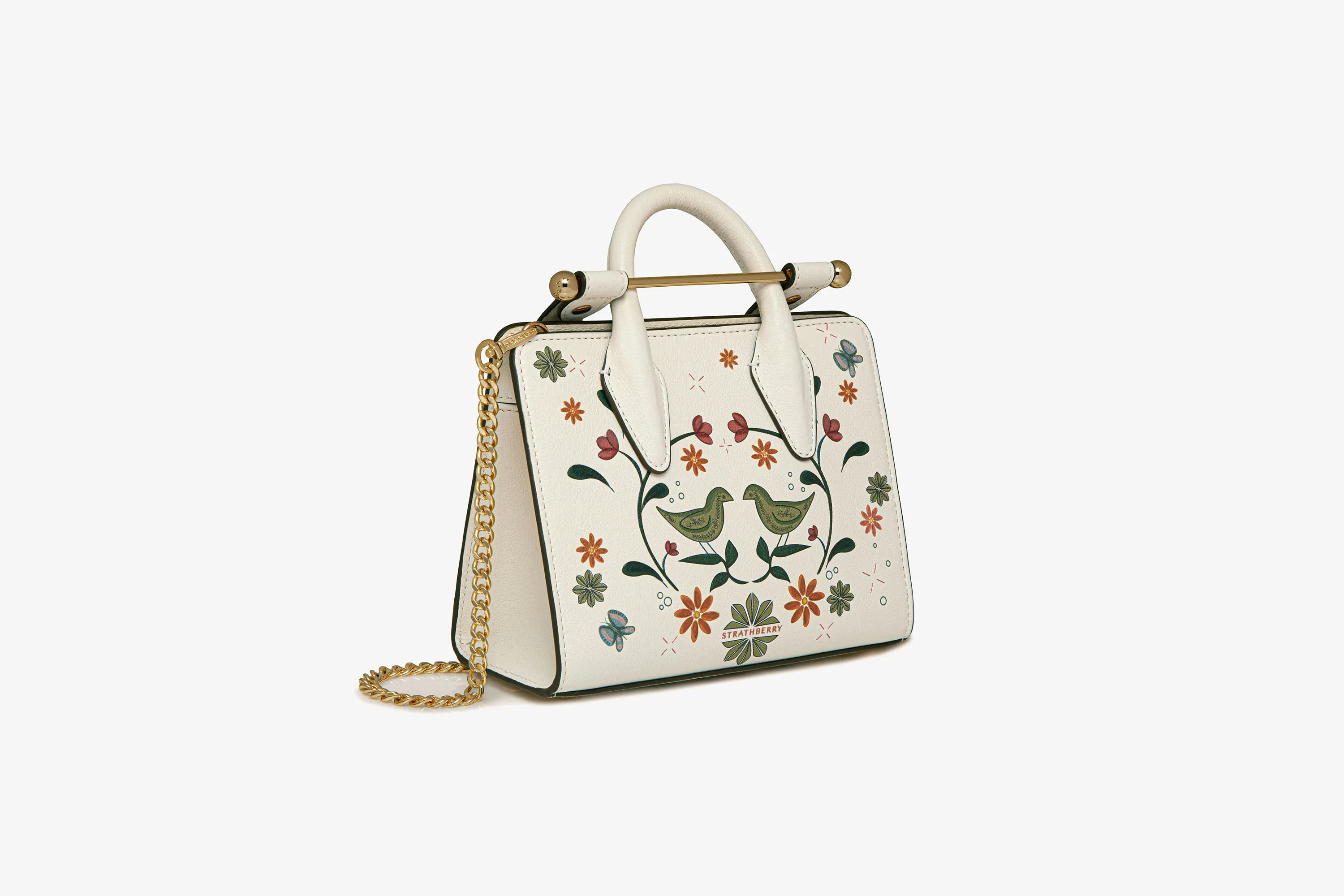 The Strathberry Nano Tote - Vanilla Bird Print