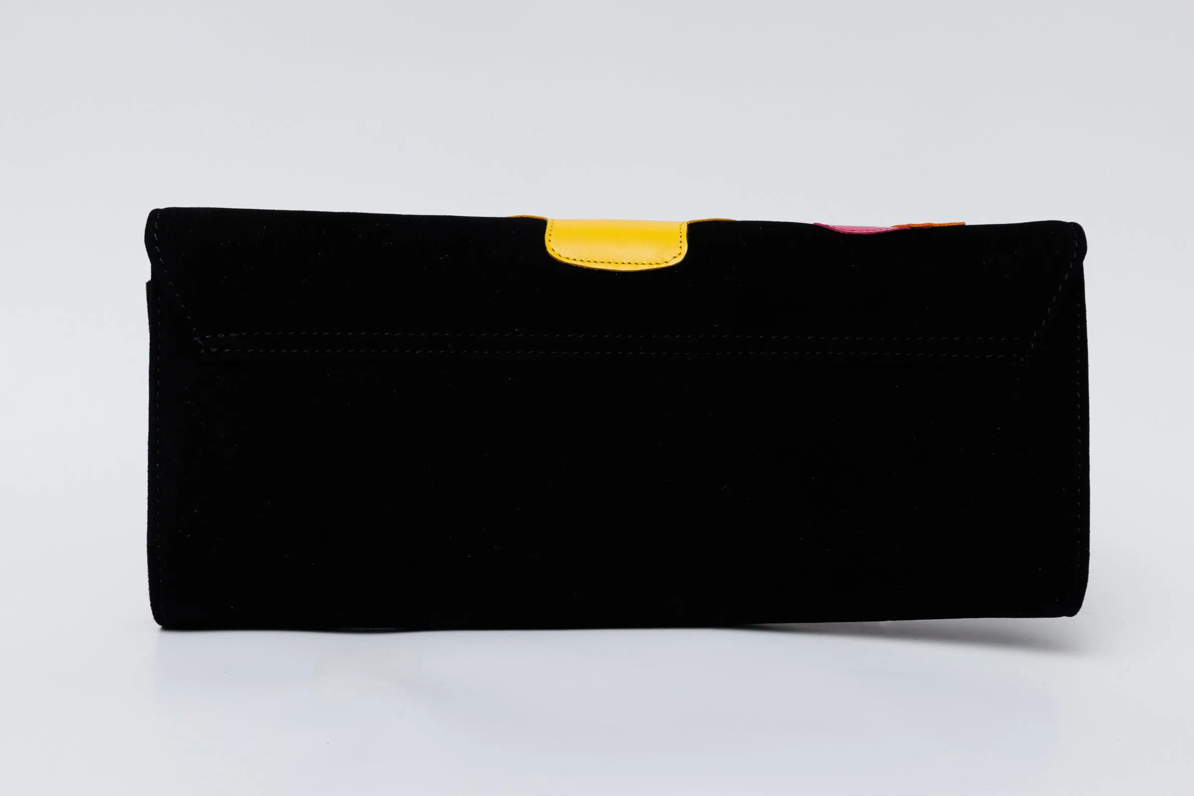 The Tario Black Suede Leather Clutch