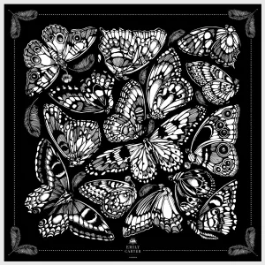 The Tropical Butterfly Silk Scarf - Black | 90x90cm [Preorder]