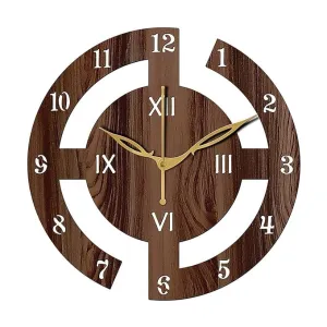 The Unique Artt MDF Wooden Antique Finish Round Wall Clock for Home & Decor Diningroom Guestroom Anniversary Birthday Gift (12 x12Inch Wooden Wall Clock)