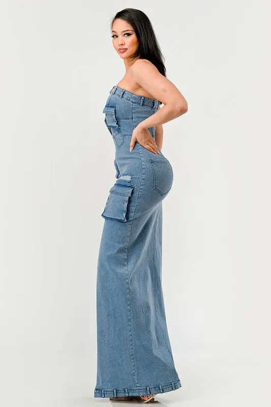 The Upgraded Diana Chic Denim Gown - Light Wash