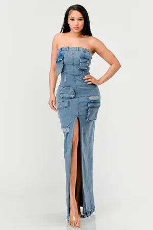 The Upgraded Diana Chic Denim Gown - Light Wash