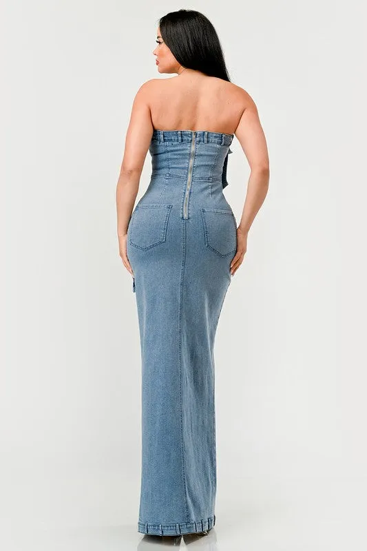 The Upgraded Diana Chic Denim Gown - Light Wash