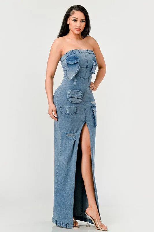 The Upgraded Diana Chic Denim Gown - Light Wash