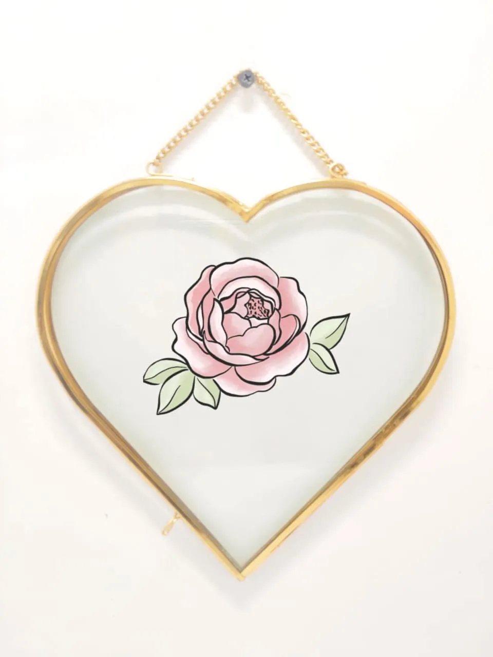 The Weston Choice Hanging Glass Frame for Pressed Flowers, Metal Picture Frame Heart shape Photo frame Dried Flowers Frame Wall Decor Size - 8X8 inch…