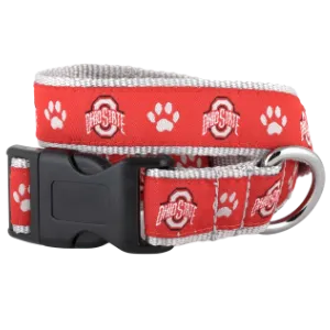 The Worthy Dog Ohio State Scarlet Athletic O Paw Print Dog Collar