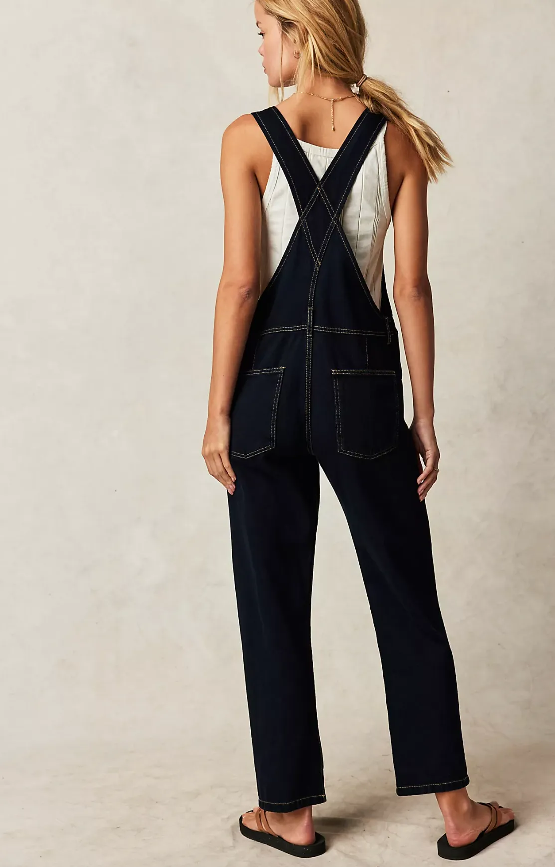 The Ziggy Overalls by Free People - Blue Black