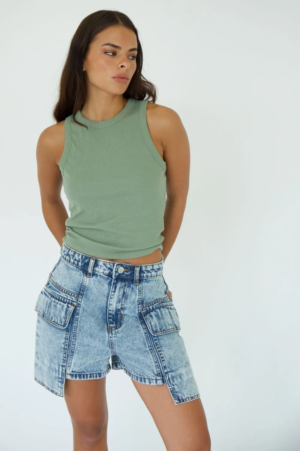 Thea Cargo Denim Short