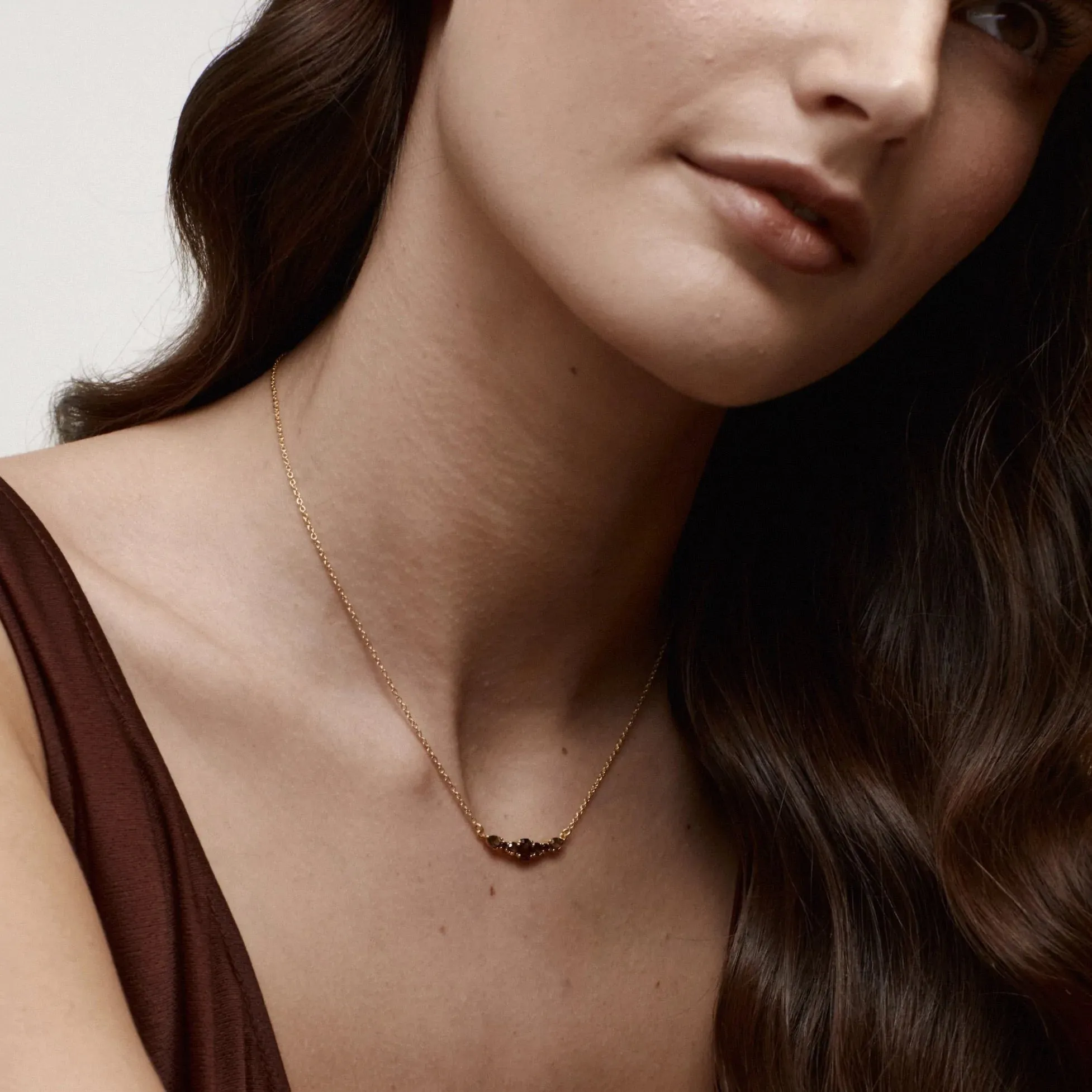 Theia Necklace | Smokey Quartz & Gold