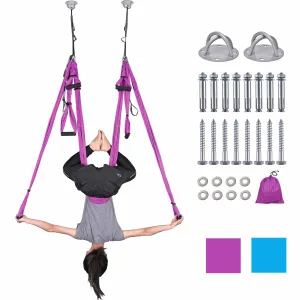 TheLAShop Yoga Aerial Trapeze Yoga Hammock with Heavy Duty Ceiling Hooks