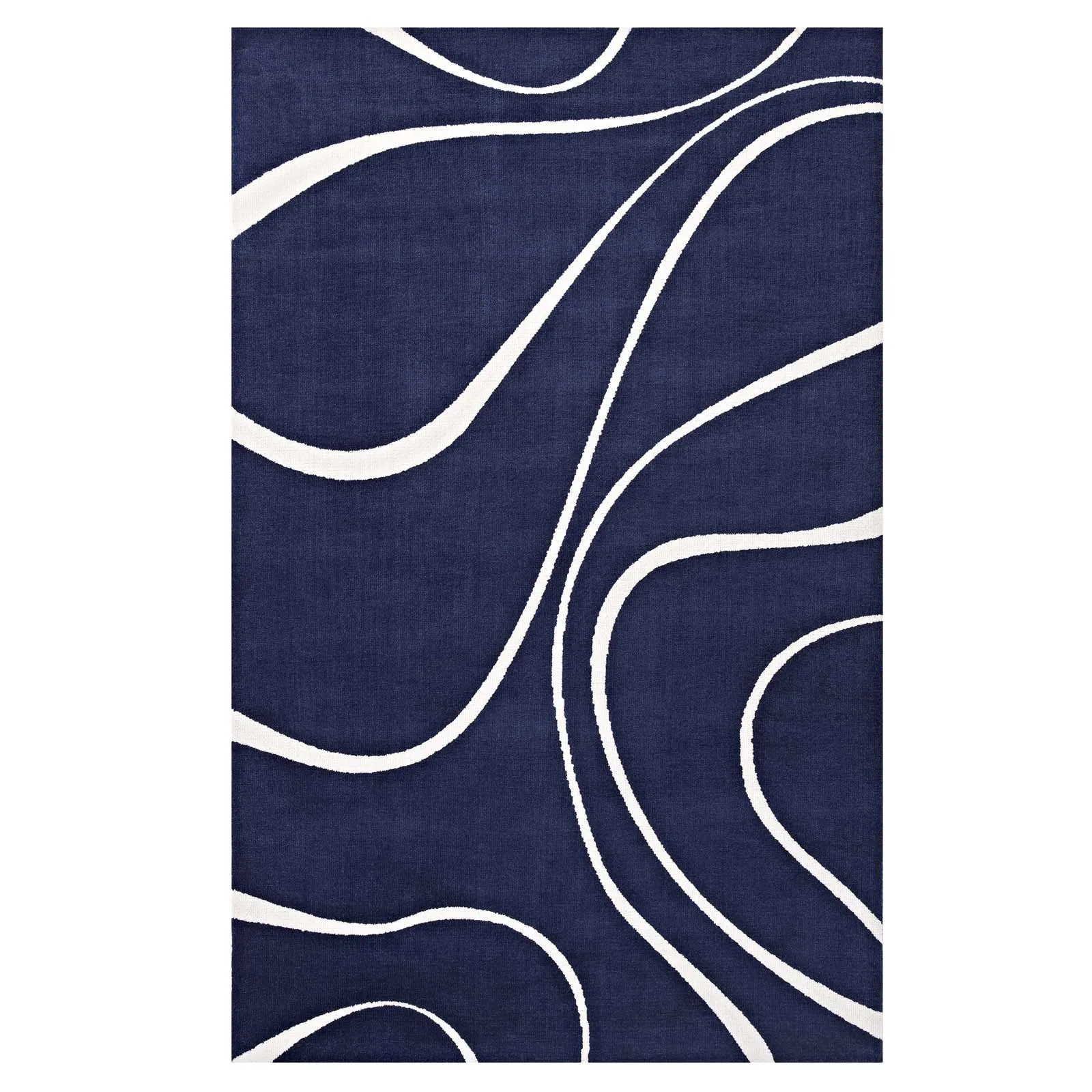 Therese Abstract Swirl 5x8 Area Rug Navy and Ivory