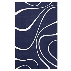 Therese Abstract Swirl 5x8 Area Rug Navy and Ivory