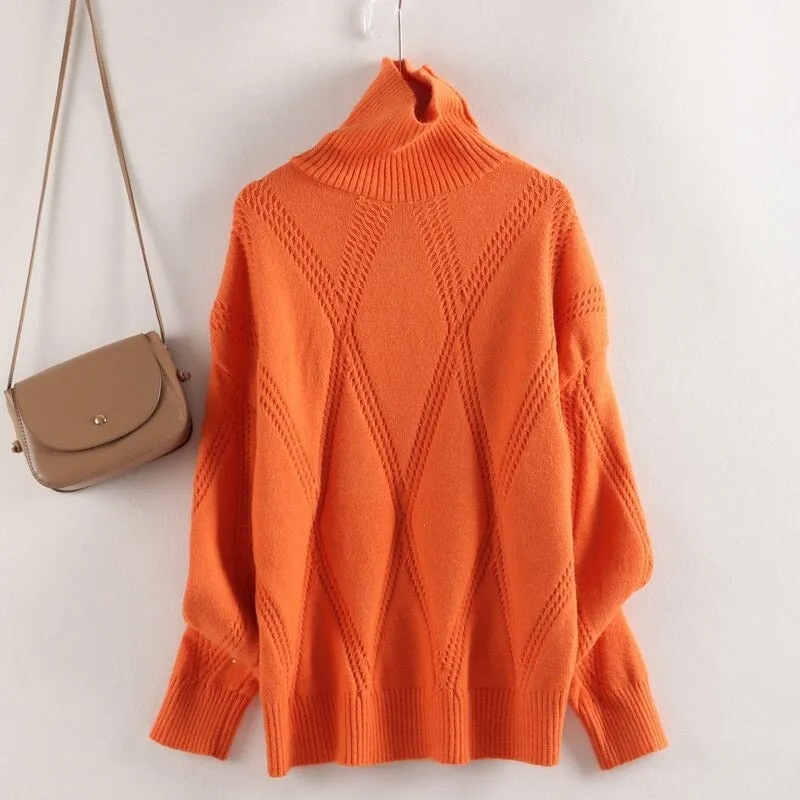 Thick and Warm Winter Oversized Knitted Turtleneck Pullover Sweaters