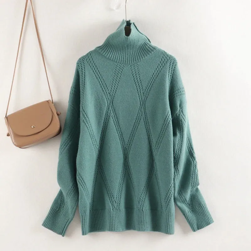 Thick and Warm Winter Oversized Knitted Turtleneck Pullover Sweaters