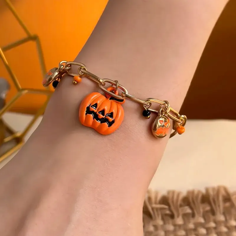 Thick Chain Halloween-Themed Multi-Charm Bracelets