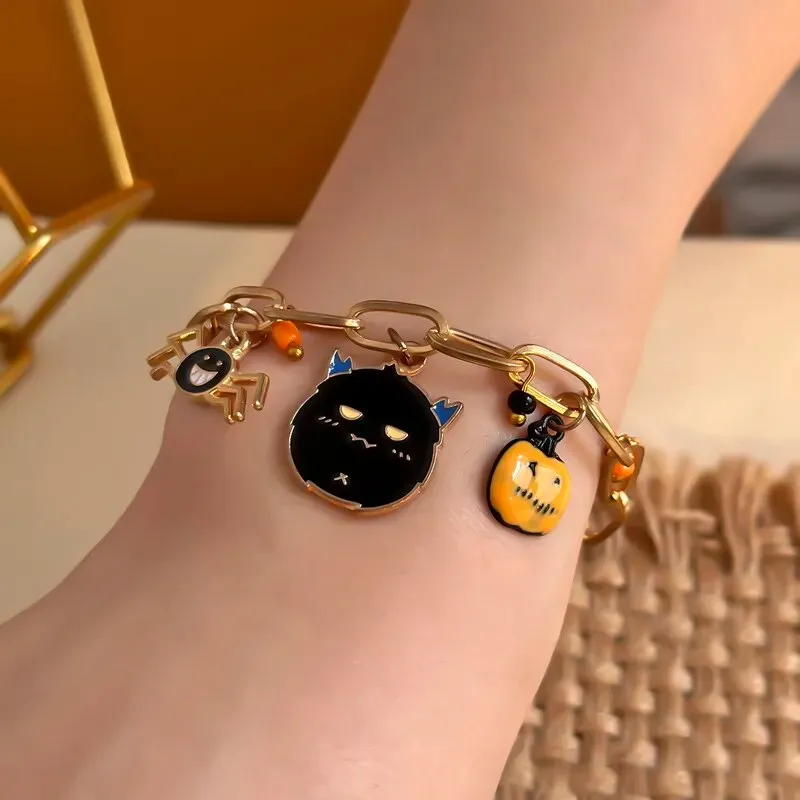 Thick Chain Halloween-Themed Multi-Charm Bracelets