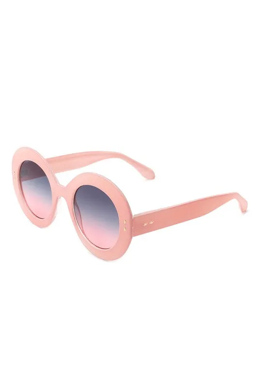 Thick Frame Oval Sunglasses - Pink