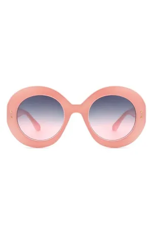 Thick Frame Oval Sunglasses - Pink