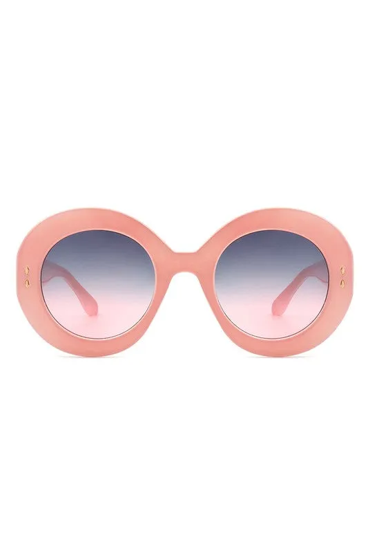 Thick Frame Oval Sunglasses - Pink