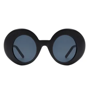 Thick Frame Round Sunglasses - Black