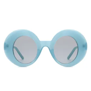 Thick Frame Round Sunglasses - Blue