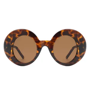 Thick Frame Round Sunglasses - Tortoiseshell