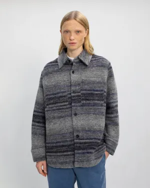 Thick Overshirt Wool-Blend Grey Stripe