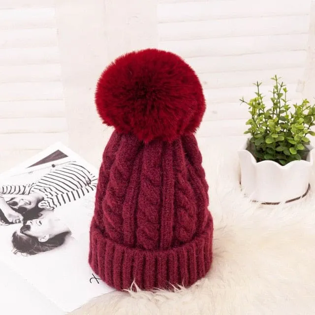 Thick Warm Wool Winter Knitted Women Hat