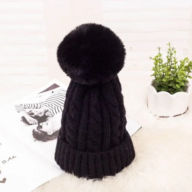 Thick Warm Wool Winter Knitted Women Hat