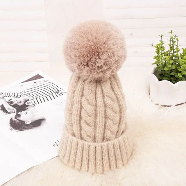 Thick Warm Wool Winter Knitted Women Hat