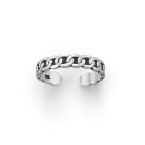 Thin Oxidized Curb Link Design Toe Ring