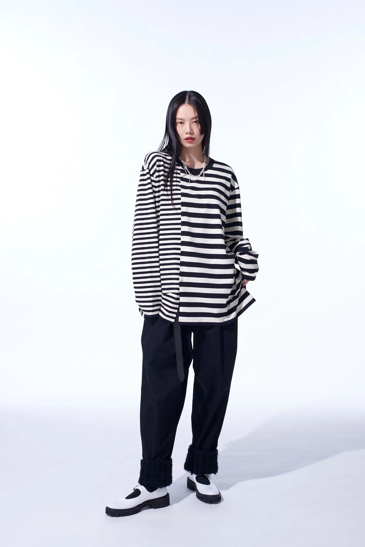 THIN STRIPE   THICK STRIPE SHIFTING LONG SLEEVE T-SHIRT