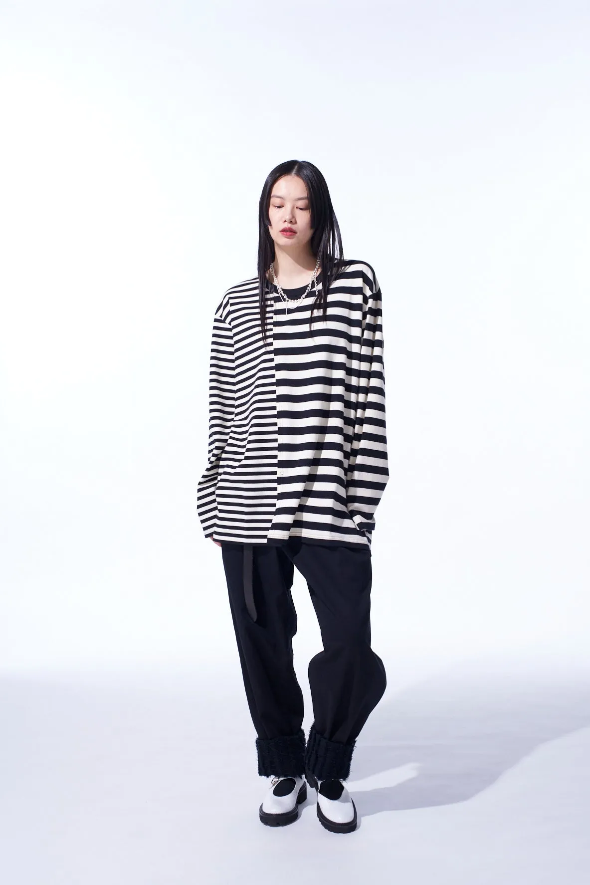 THIN STRIPE   THICK STRIPE SHIFTING LONG SLEEVE T-SHIRT