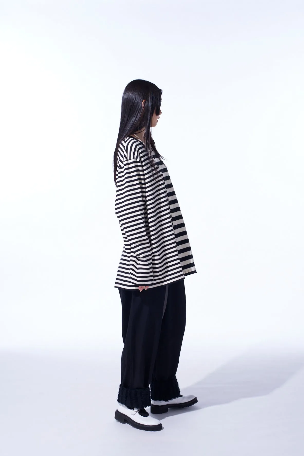 THIN STRIPE   THICK STRIPE SHIFTING LONG SLEEVE T-SHIRT