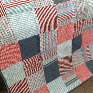 Thomas Cotton Quilted Patchwork Throw Rug & Bonus Star Cushion Cover