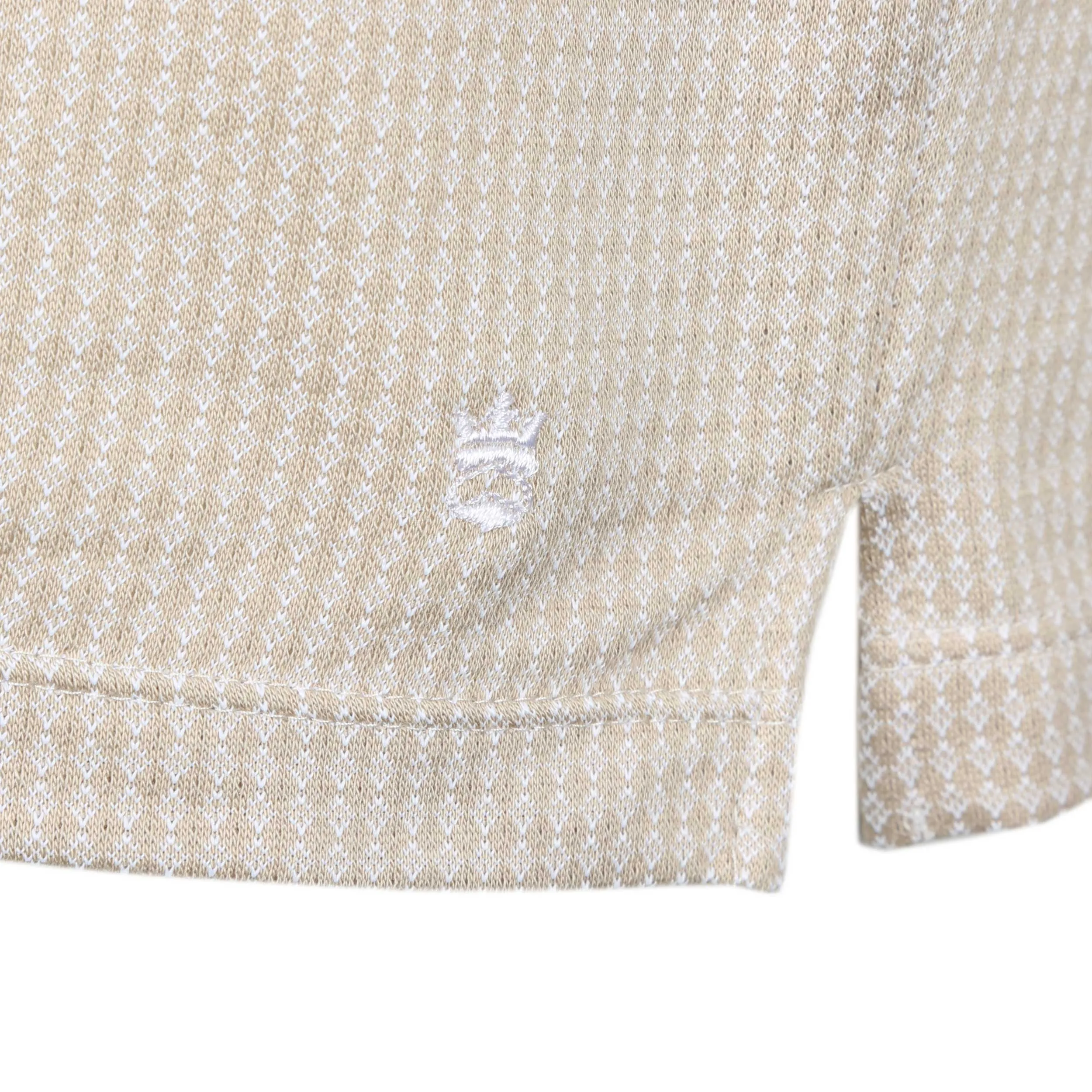 Thomas Maine Birdseye Pattern Knitted Polo Shirt in Beige