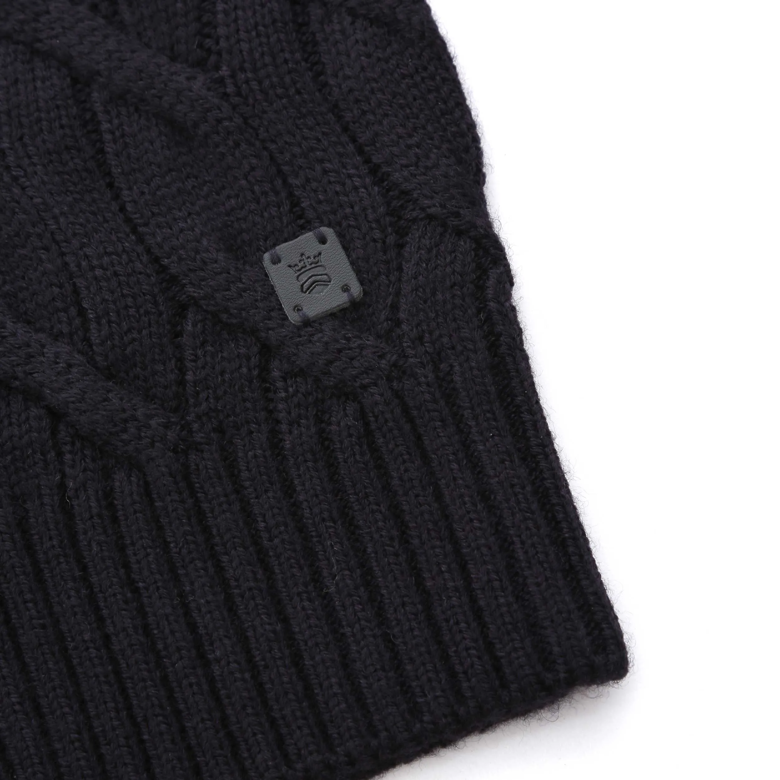 Thomas Maine Heavy Cable Knit Roll Neck in Navy