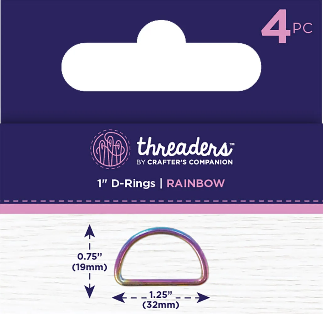 Threaders 1” D-Rings - Rainbow (4pc)