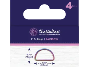 Threaders 1” D-Rings - Rainbow (4pc)