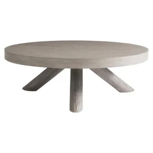 Three Legged Round Coffee Table Pine Wood Gris Finish 48 inch