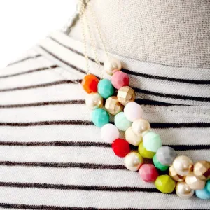 Three Strand Beaded Statement Necklace