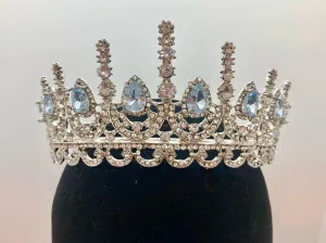 Tiara - Silvery with Ice Blue and Crystal Rhinestone