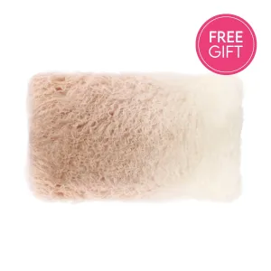 Tibetan Fur Lumbar Cushion - Ivory Blush Ombre