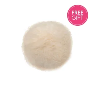 Tibetan Fur Round Cushion - Natural