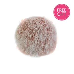 Tibetan Fur Round Cushion - Pink Snowflake