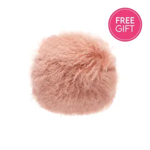 Tibetan Fur Round Cushion - Pink