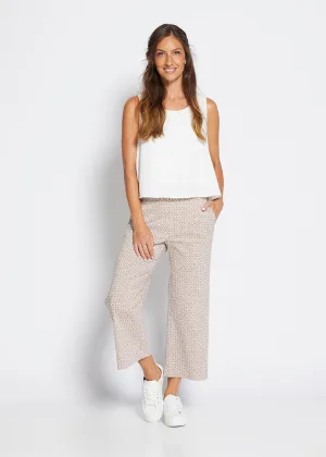 Ticket printed bengaline culottes in Praline Tile