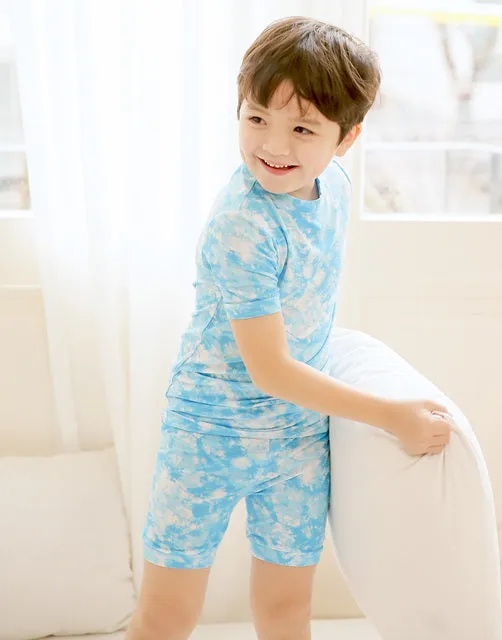 Tie Dye Blue Bamboo Short Sleeve Pajamas