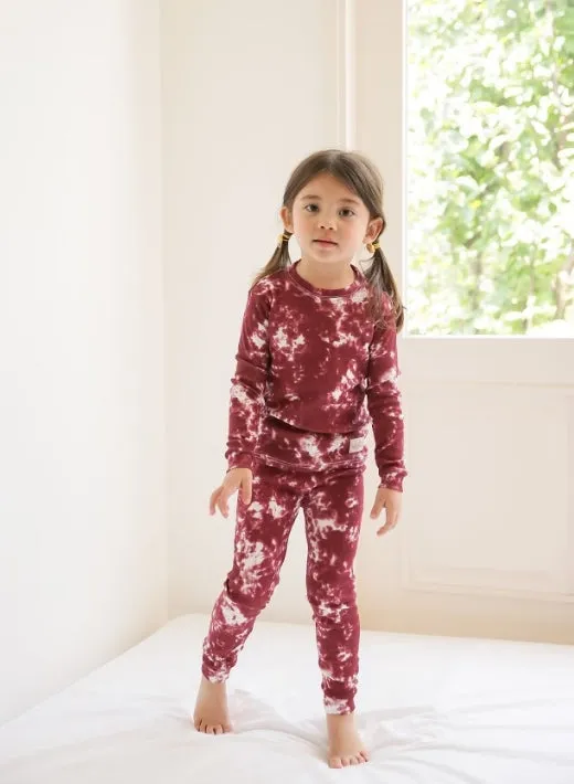 Tie Dye Burgundy Long Sleeve Pajama