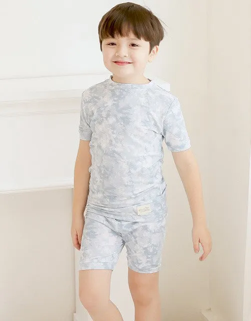 Tie Dye Powder Blue Bamboo Short Sleeve Pajamas